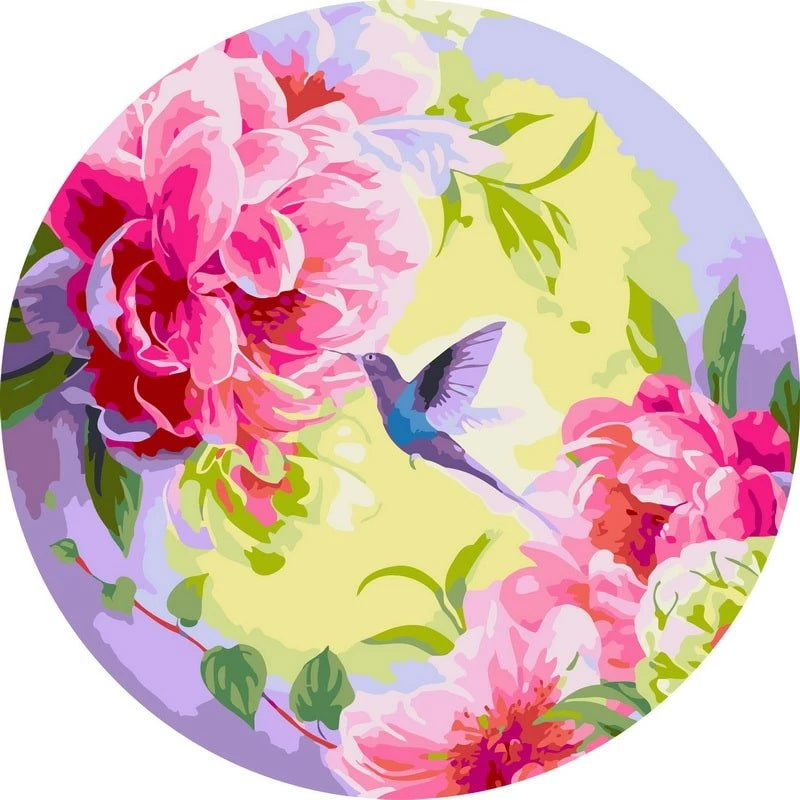 SuperColor Tapyba Pagal Skaičius: „Bijūnai ir kolibris“ 40x40 cm
