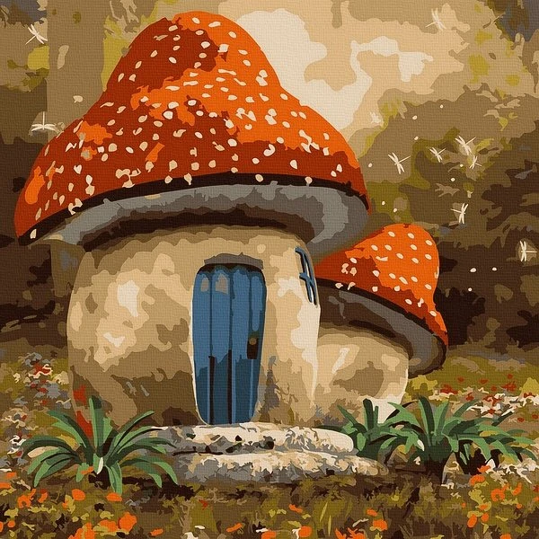 SuperColor Tapyba Pagal Skaičius: „Grybų nameliai“ 30x30 cm