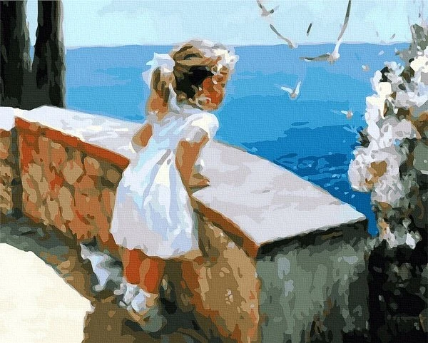 SuperColor Tapyba Pagal Skaičius: „Mergaitė prie jūros“ 40x50 cm