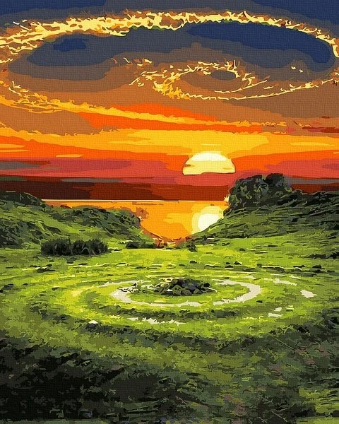 SuperColor Tapyba Pagal Skaičius: „Saulėlydžio spiralė“ 40x50 cm