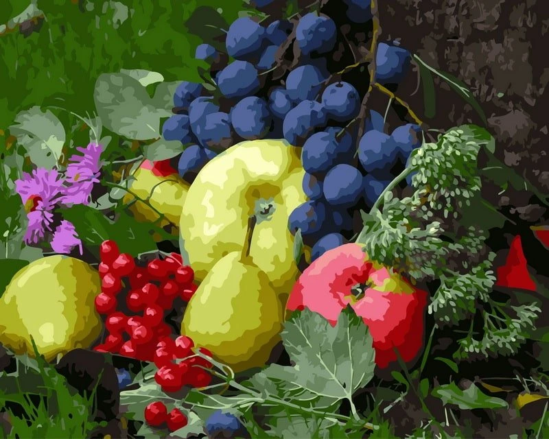 SuperColor Tapyba Pagal Skaičius: „Šviežių vaisių derliaus natiurmortas“ 40x50 cm