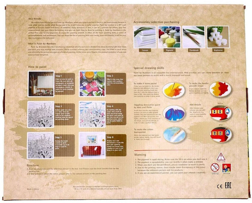SuperColor Tapyba Pagal Skaičius: „Žiemos trobelė prie židinio“ 30x40 cm