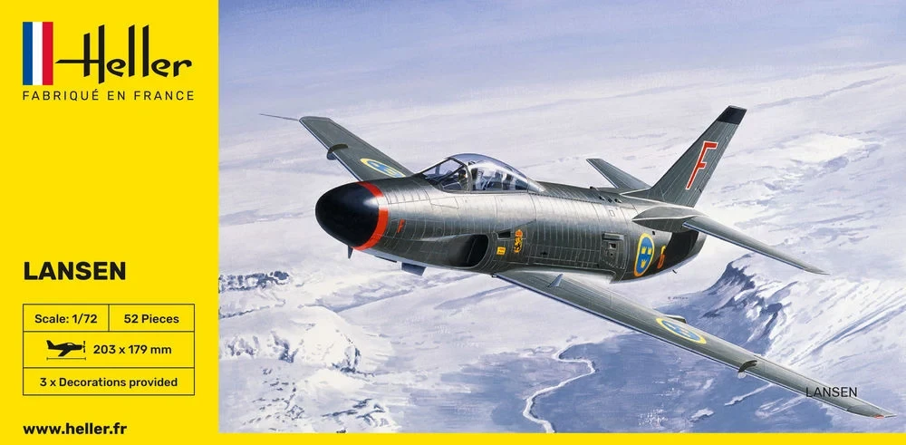 Surenkamas lėktuvo modelis Saab 32 Lansen 1/72 Heller 80343