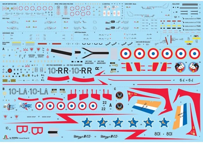 Surenkamas naikintuvo modelis Italeri Mirage IIIC 1/32 92505