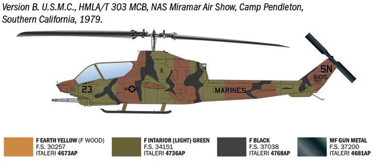 Surenkamas sraigtasparnio modelis Italeri AH-1T Sea Cobra 1/48 90835