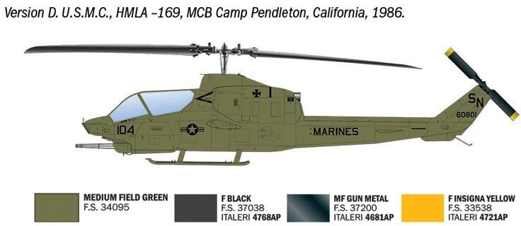 Surenkamas sraigtasparnio modelis Italeri AH-1T Sea Cobra 1/48 90835