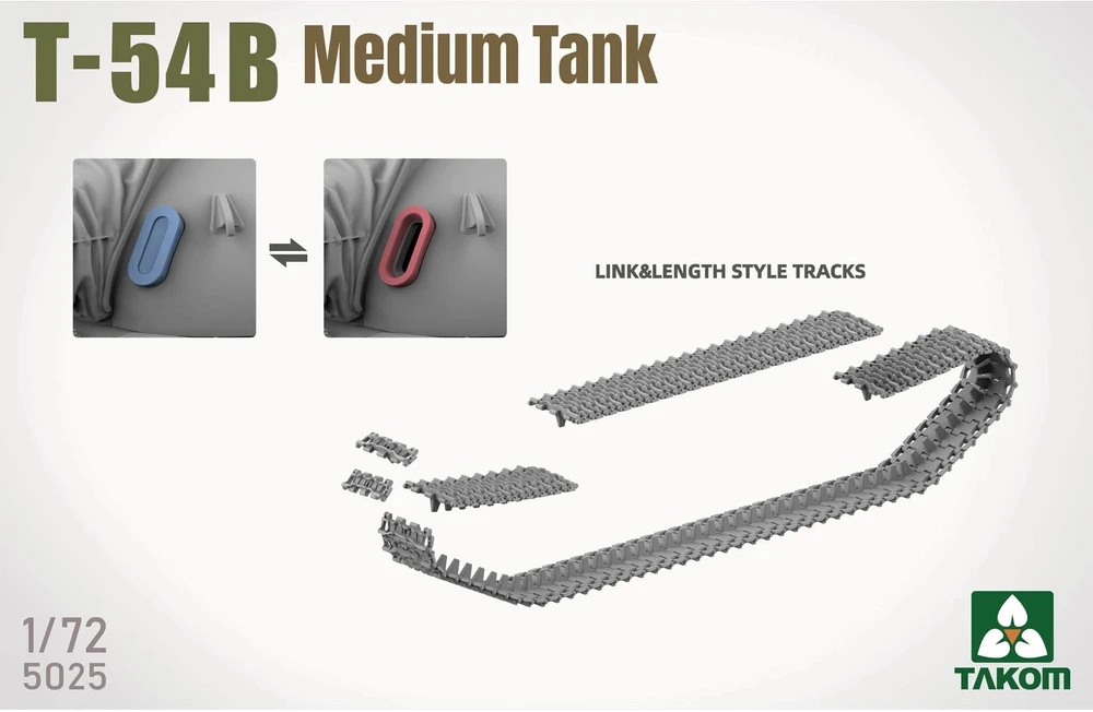 Surenkamas vidutinio tanko T-54B plastikinis modelis Takom 1/72 5025