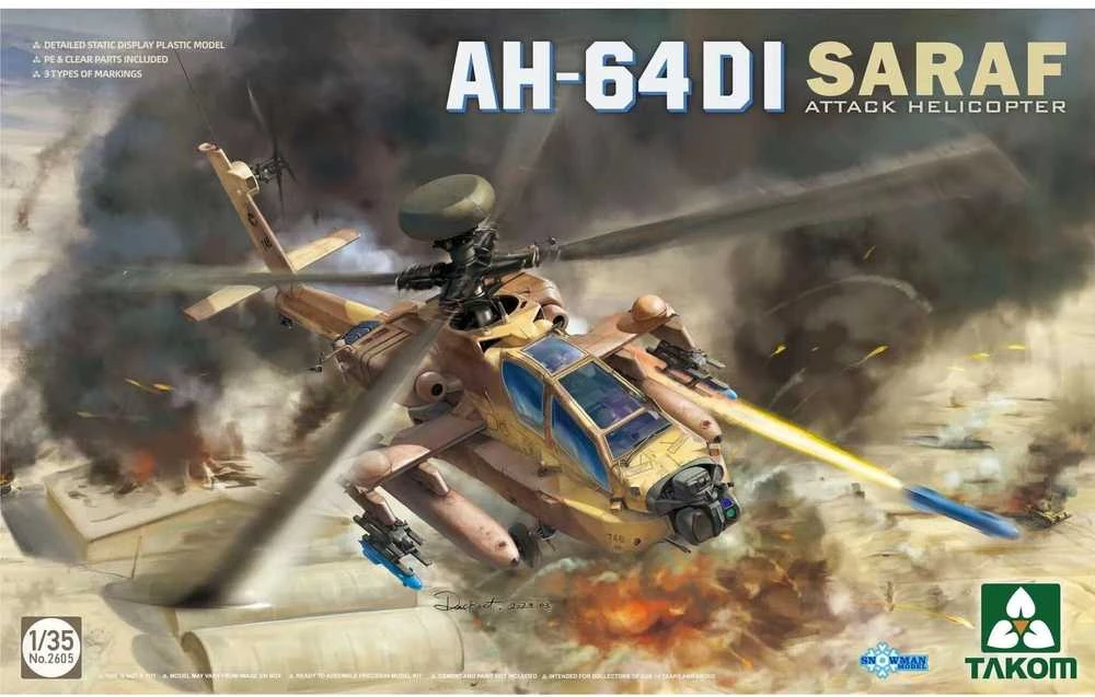 Takom AH-64D I Saraf Izraelio atakos sraigtasparnis 1/35 plastikinis modelis