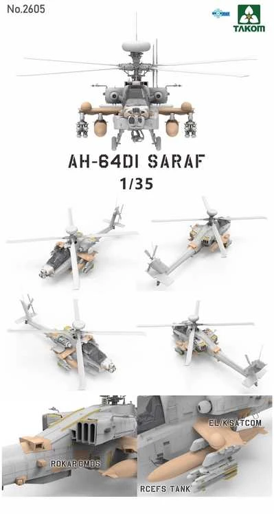 Takom AH-64D I Saraf Izraelio atakos sraigtasparnis 1/35 plastikinis modelis