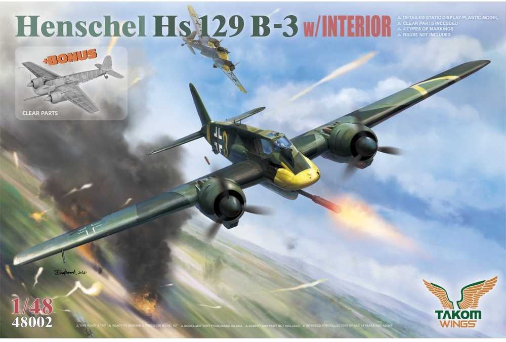 Takom Henschel Hs 129 B-3 1/48 su interjeru, plastikinis modelis 48002