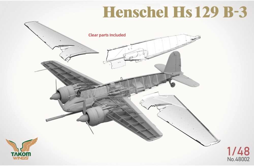 Takom Henschel Hs 129 B-3 1/48 su interjeru, plastikinis modelis 48002