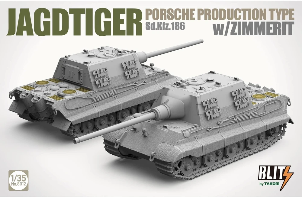 Takom Jagdtiger Sd.Kfz. 186 Porsche su Zimmerit surenkamas modelis 1/35 8012