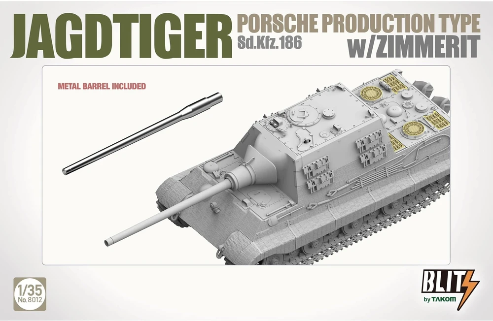 Takom Jagdtiger Sd.Kfz. 186 Porsche su Zimmerit surenkamas modelis 1/35 8012