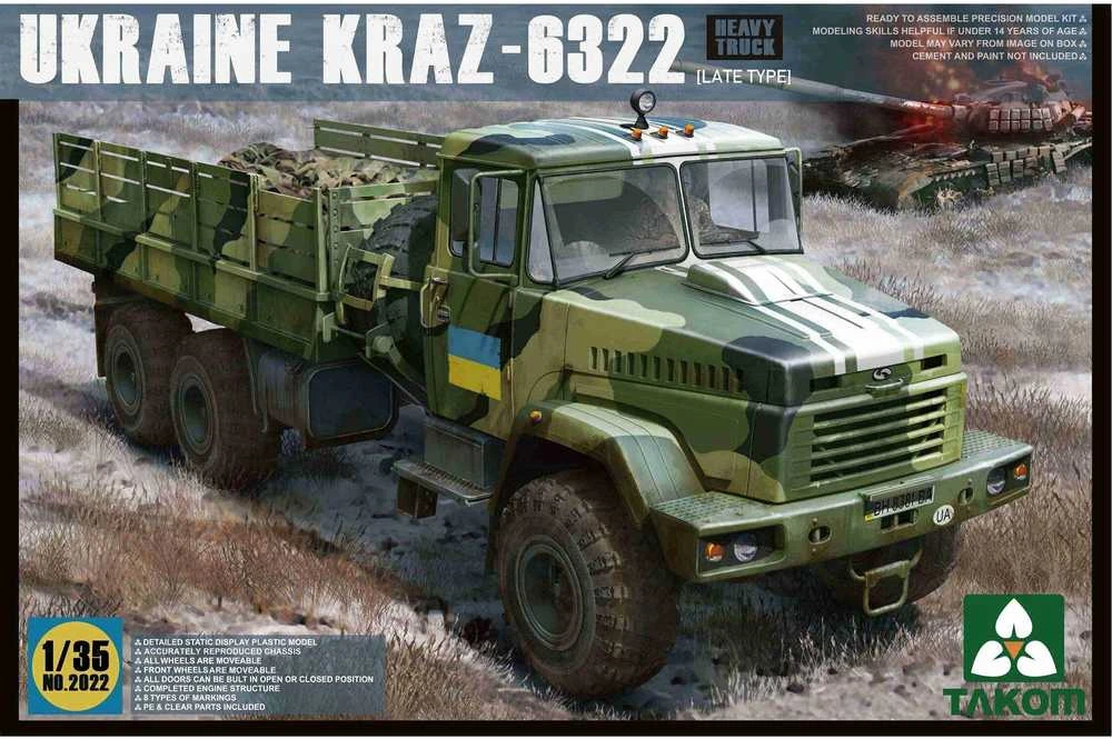 Takom KrAZ-6322 Ukrainos sunkvežimis 1/35 surenkamas modelis