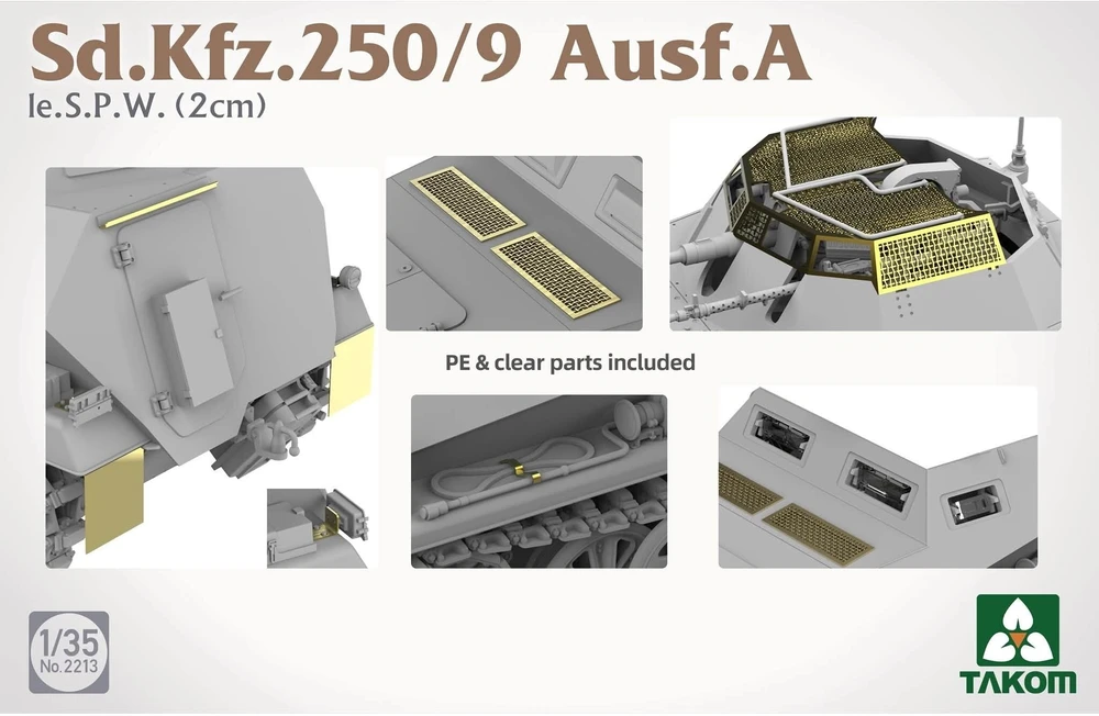 Takom lengvasis šarvuotis Sd.Kfz. 250/9 Ausf. A su 2 cm pabūklu 1/35 2213
