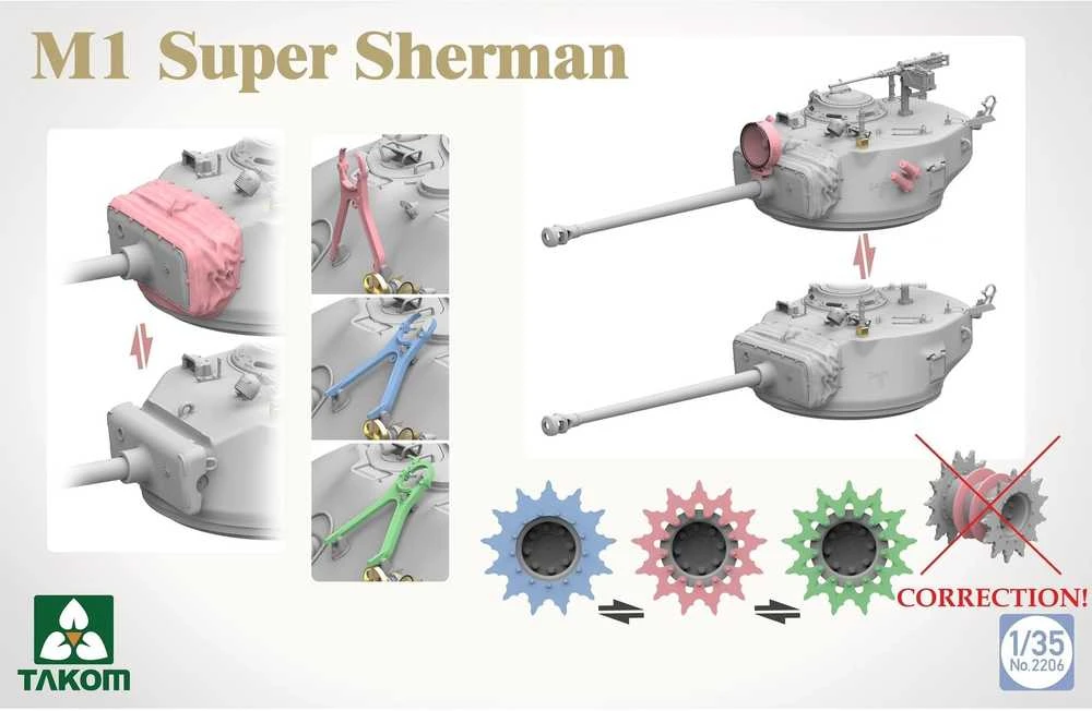 Takom M1 Super Sherman 1/35 plastikinis tanko modelis (2206)