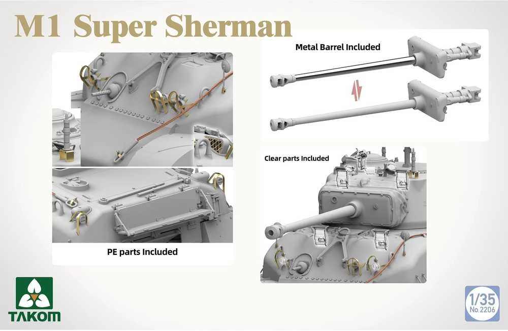 Takom M1 Super Sherman 1/35 plastikinis tanko modelis (2206)