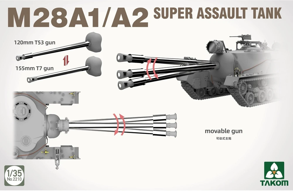 Takom M28A1/A2 Super Assault Tank 1/35 surenkamas modelis 14+
