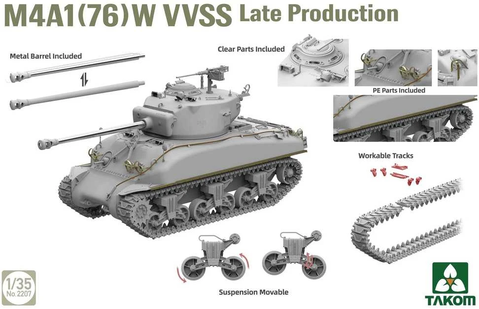 Takom M4A1(76)W VVSS vėlyvasis tankas, plastikinis rinkinys