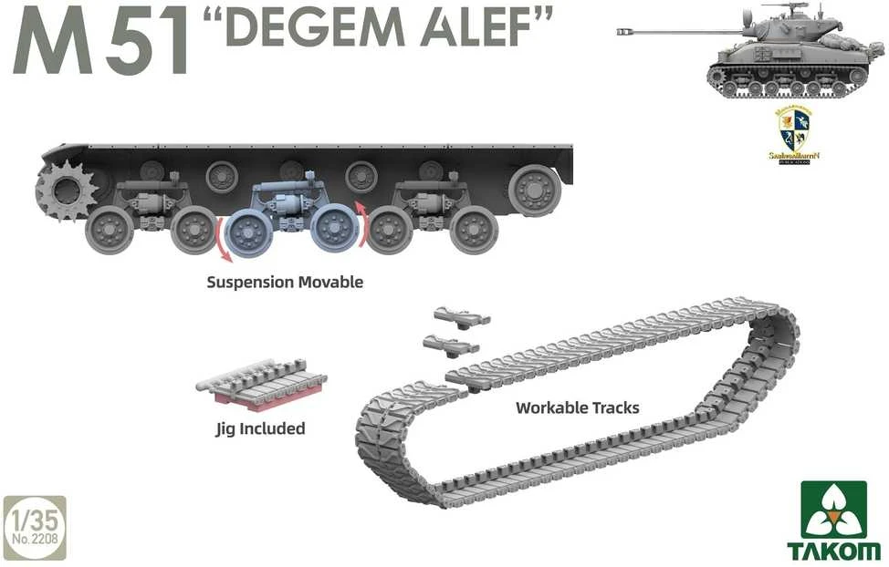 Takom M51 Degem Alef Super Sherman plastikinis tanko rinkinys