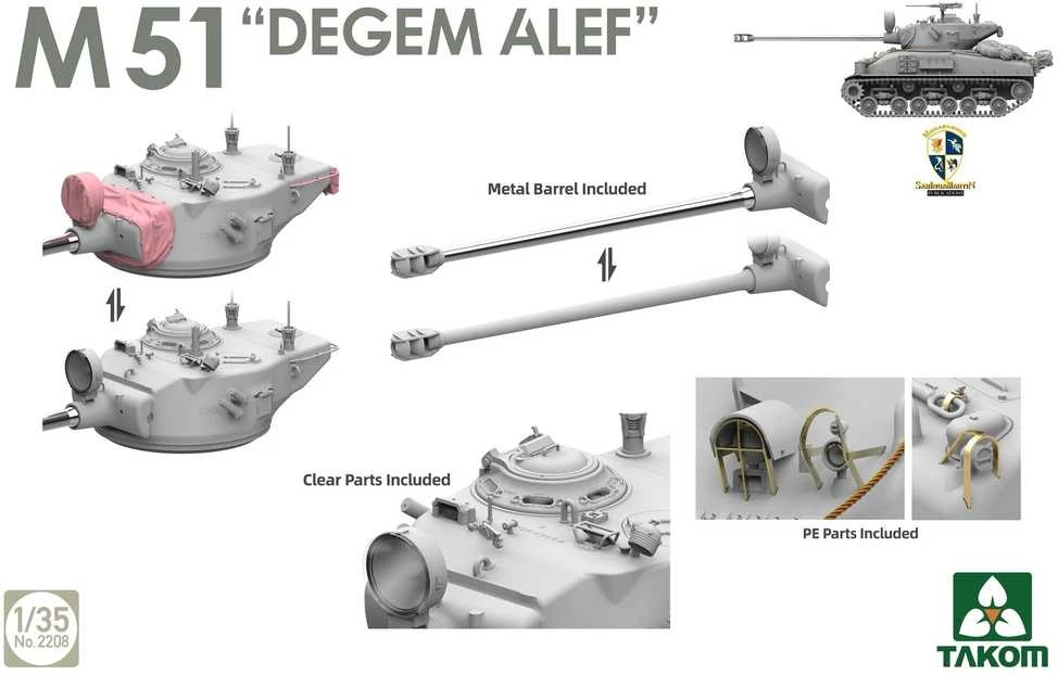 Takom M51 Degem Alef Super Sherman plastikinis tanko rinkinys