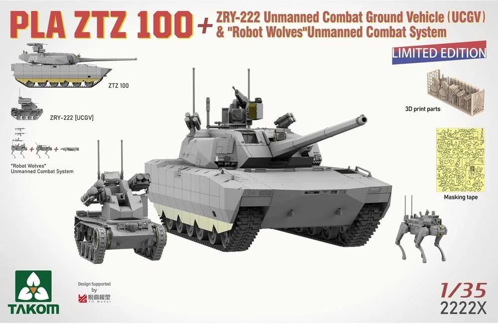 Takom PLA ZTZ-100 su ZRY-222 „Robot Wolves“ 1/35 plastikinis modelis