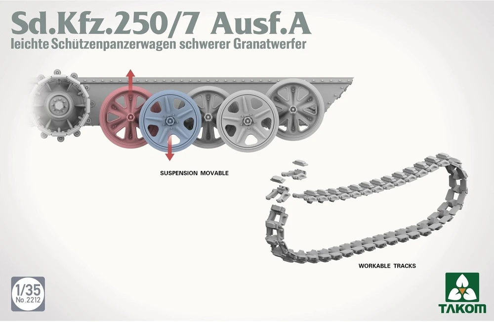 Takom Sd.Kfz. 250/7 Ausf. A plastikinis šarvuočio modelis