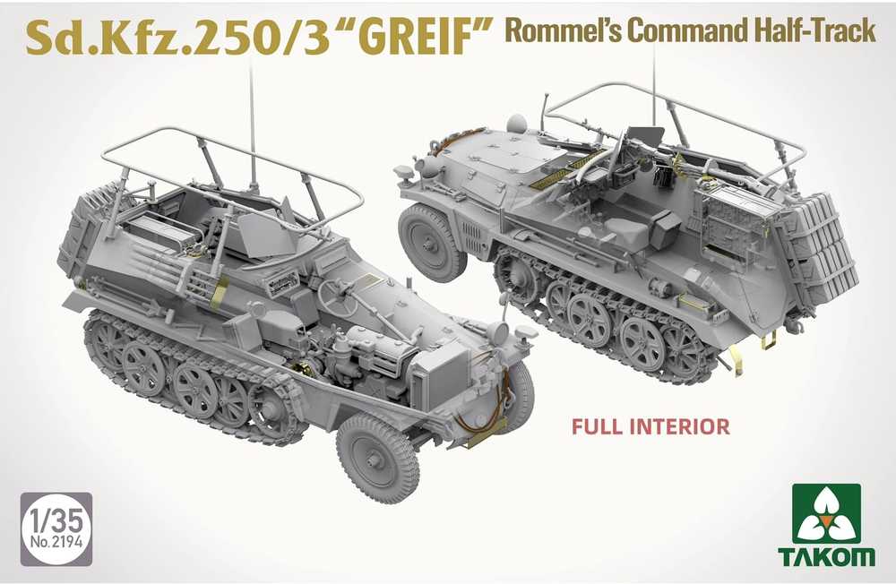 Takom Sd.Kfz.250/3 GREIF Rommelio komandinis pusiau vikšrinis 1/35 modelis