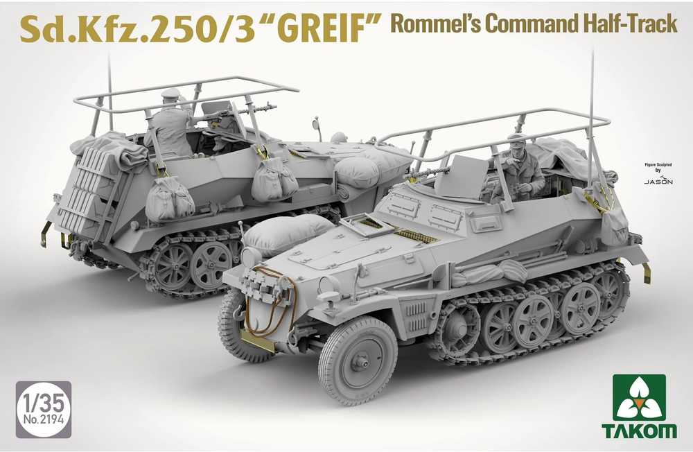 Takom Sd.Kfz.250/3 GREIF Rommelio komandinis pusiau vikšrinis 1/35 modelis