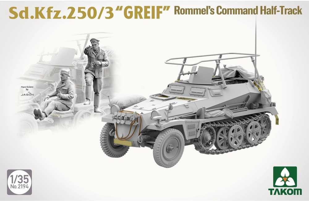 Takom Sd.Kfz.250/3 GREIF Rommelio komandinis pusiau vikšrinis 1/35 modelis