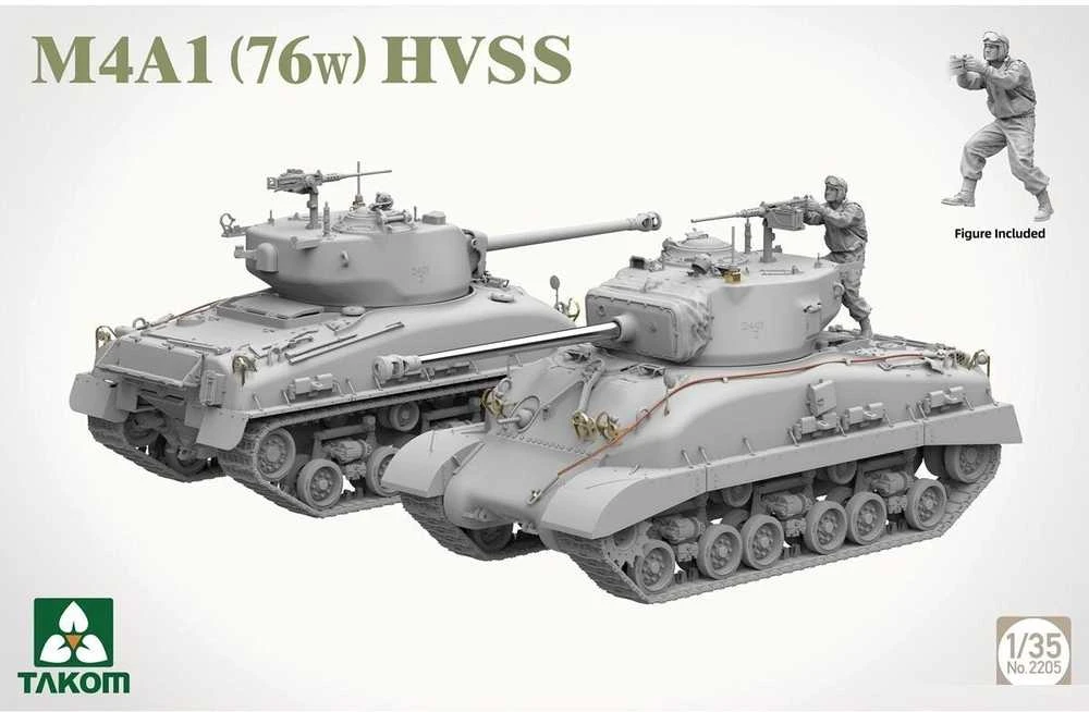 Takom Sherman M4A1 76W HVSS tanko plastikinis surinkimo rinkinys (2205)
