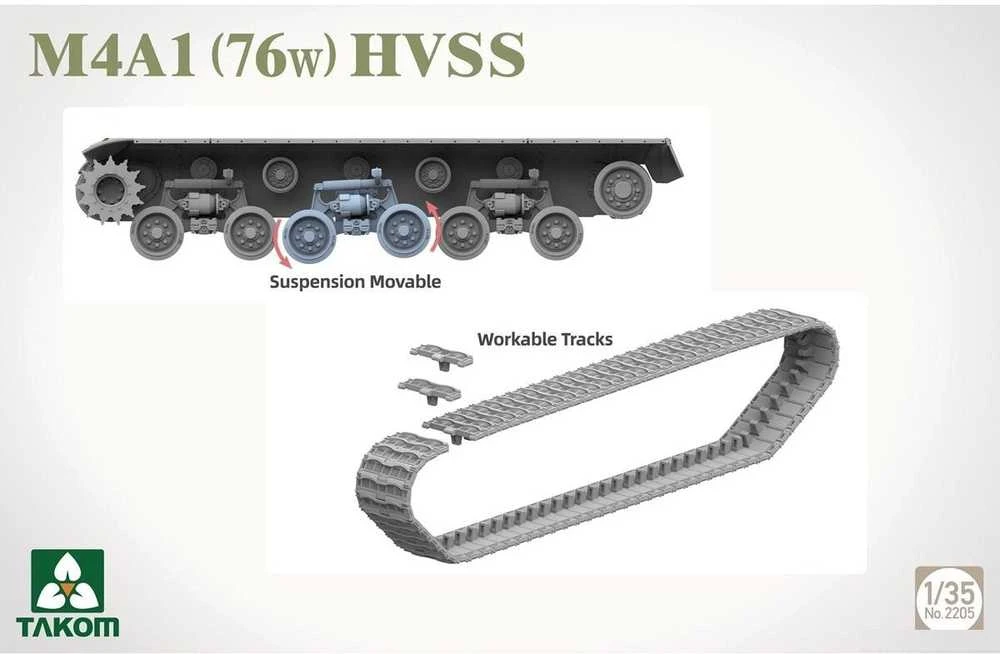 Takom Sherman M4A1 76W HVSS tanko plastikinis surinkimo rinkinys (2205)