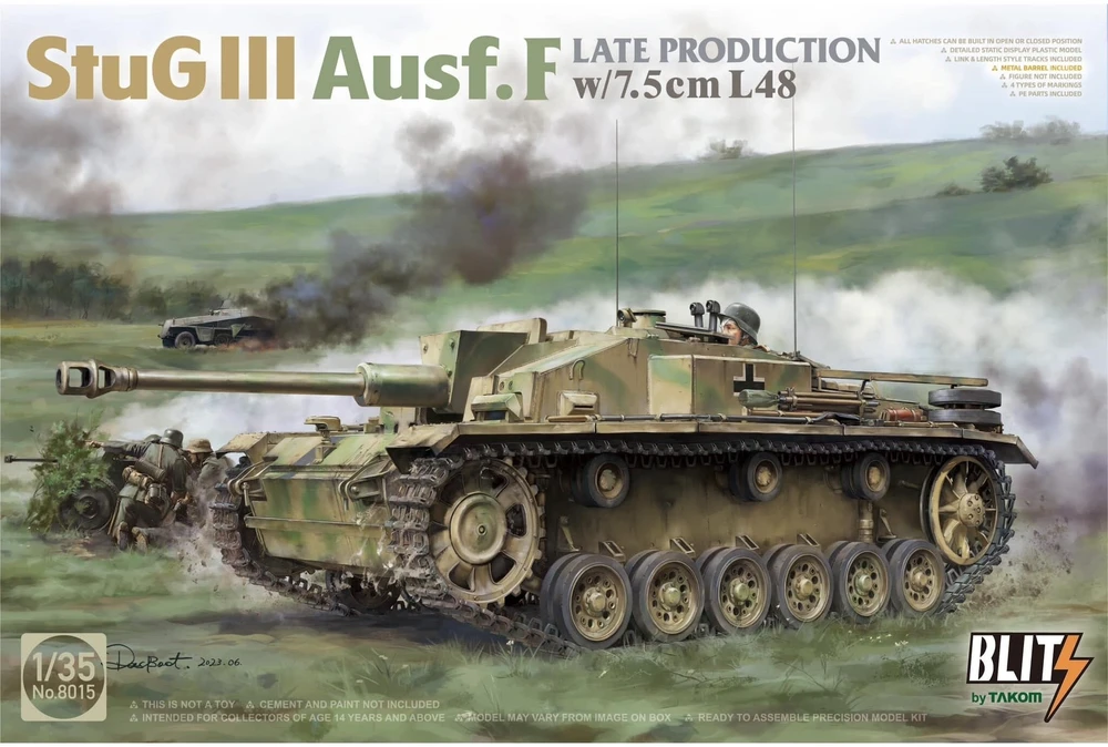 Takom StuG III Ausf. F vėlyvoji versija su 7,5 cm L/48 modelis 1/35 8015