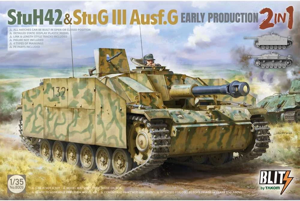 Takom StuH 42 & StuG III Ausf.G ankstyvas 2in1 1/35 modelis