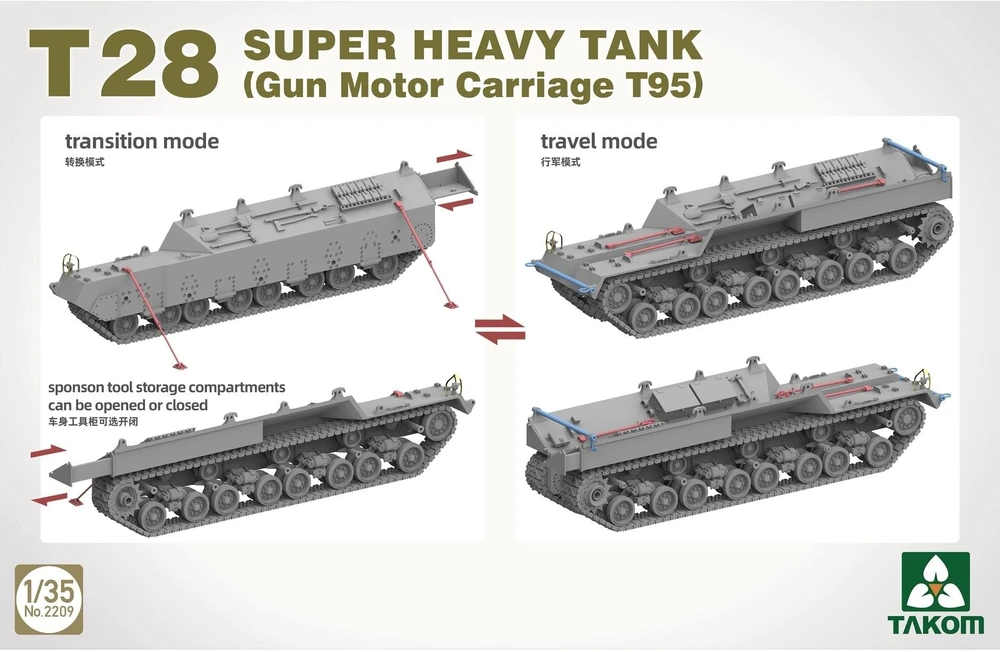 Takom T28/T95 super sunkus tankas 1:35 – detalus surenkamas modelis
