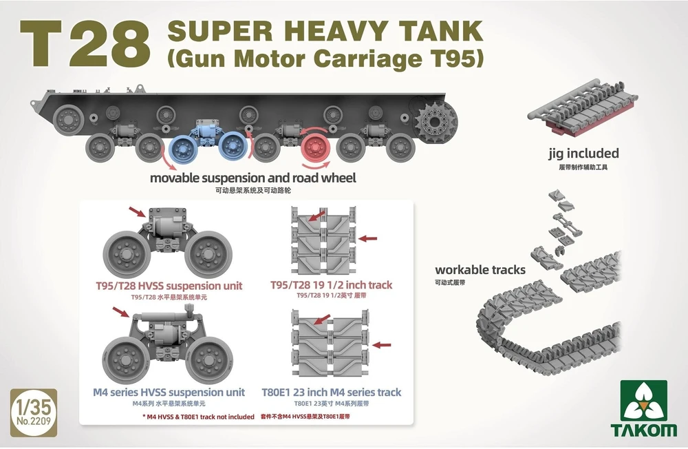 Takom T28/T95 super sunkus tankas 1:35 – detalus surenkamas modelis