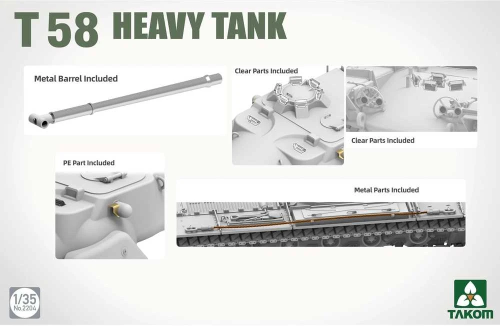 Takom T58 sunkusis tankas 1/35 plastikinis modelio rinkinys