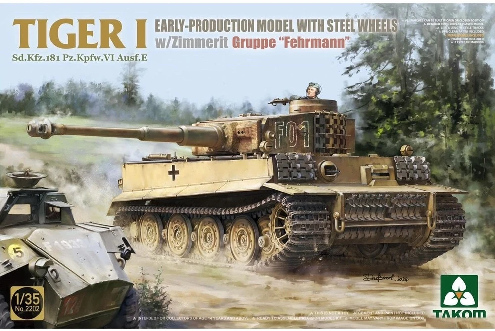 Takom Tiger I ankstyvos gamybos plastikinis modelis su zimmeritu