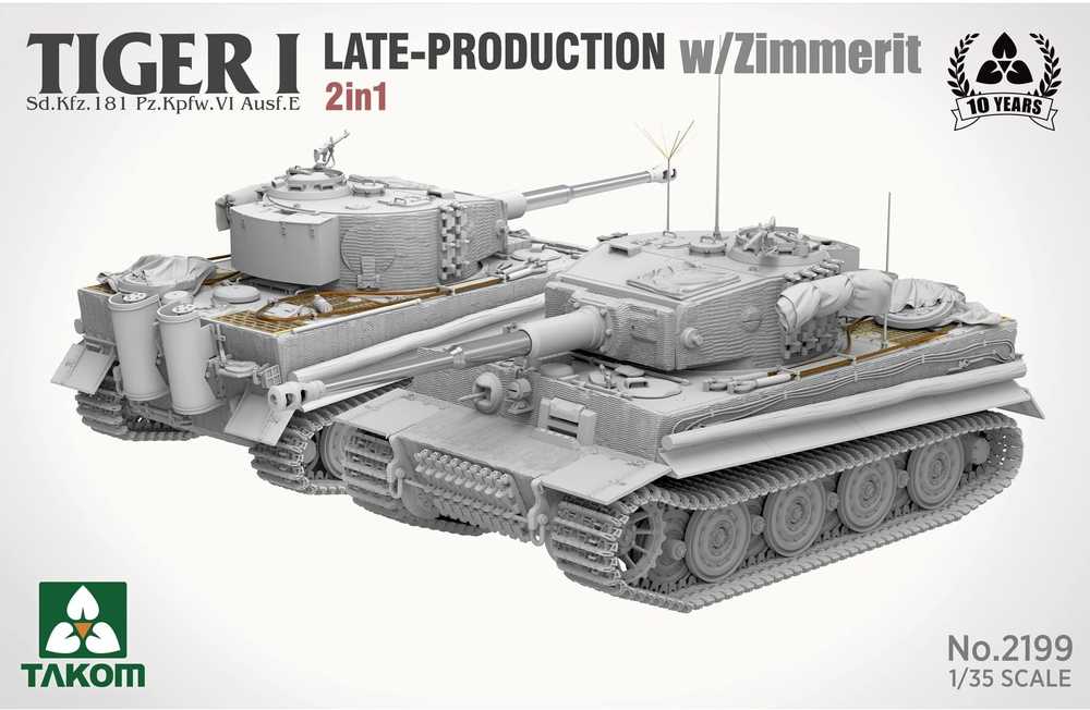 Takom Tiger I Sd.Kfz.181 vėlyvas su zimmeritu, 1/35 plastikinis modelis