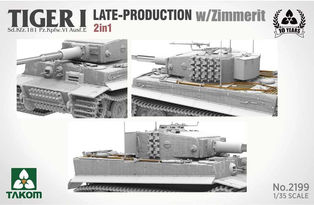 Takom Tiger I Sd.Kfz.181 vėlyvas su zimmeritu, 1/35 plastikinis modelis