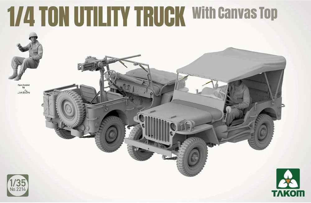 Takom Willys Jeep su brezentiniu stogu surenkamas modelis 1/35 2214