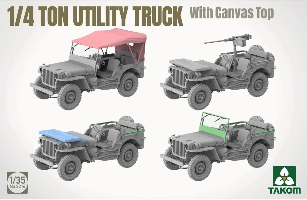 Takom Willys Jeep su brezentiniu stogu surenkamas modelis 1/35 2214