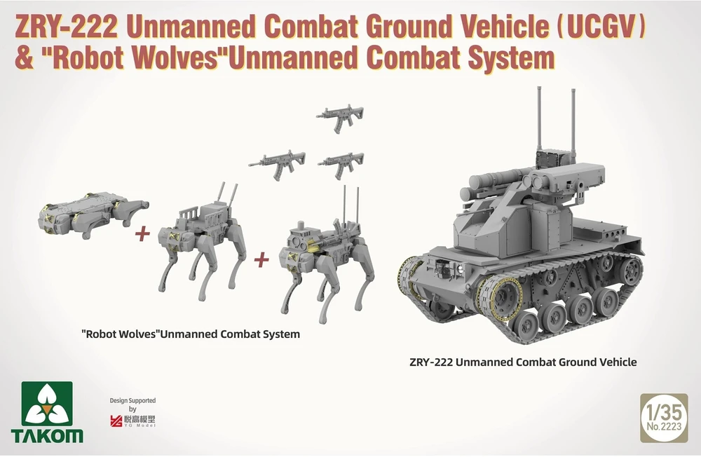Takom ZRY-222 bepilotė kovos sausumos mašina su robotais vilkais 1/35