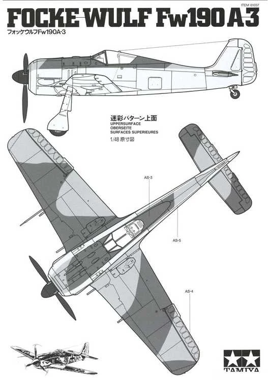 Tamiya Focke-Wulf Fw 190 A-3 1/48 naikintuvo plastikinis modelis