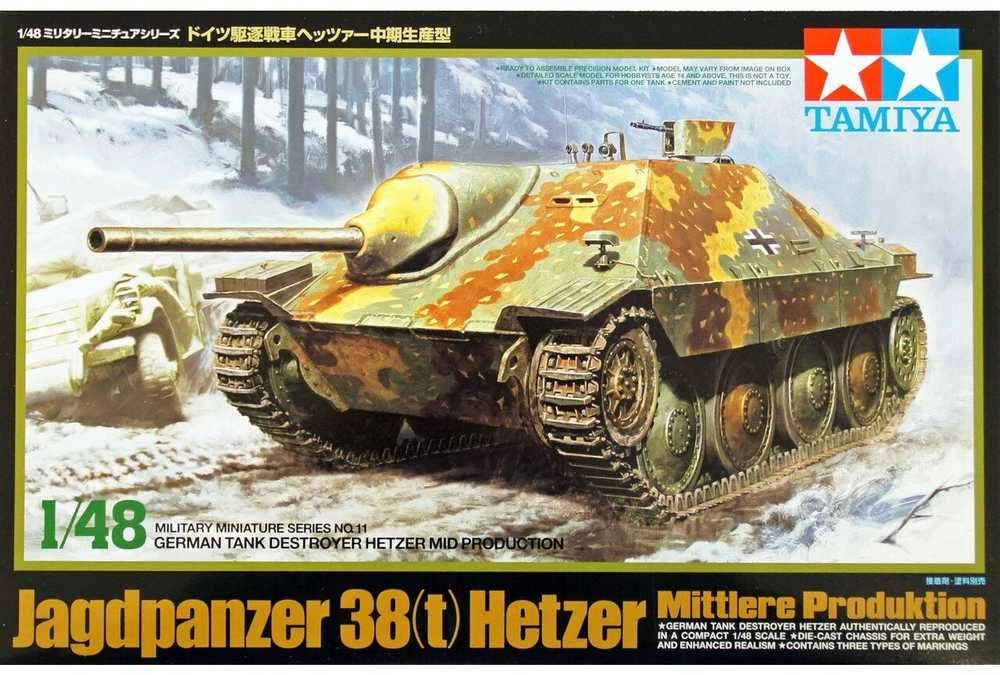 Tamiya Jagdpanzer 38(t) Hetzer vidutinė versija 1/48 tanko rinkinys