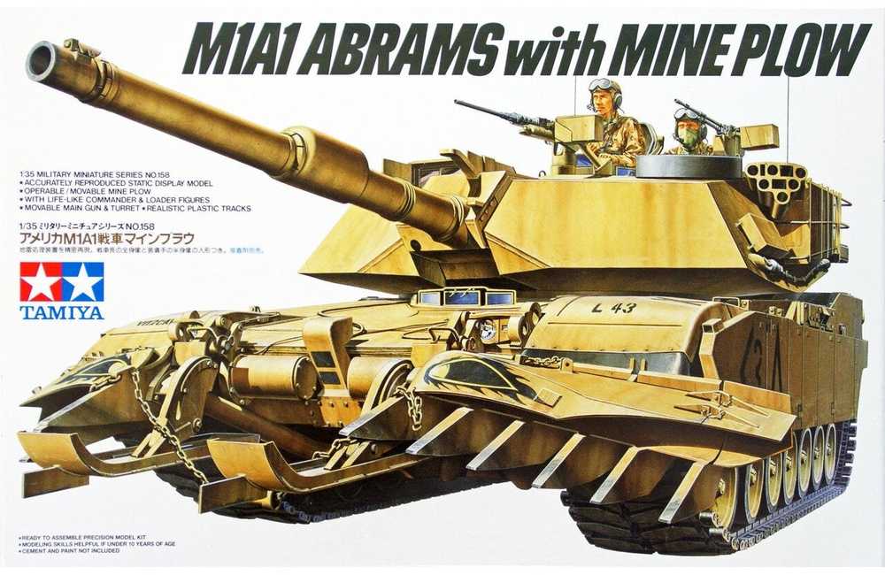 Tamiya JAV M1A1 Abrams su minų verstuvu 1/35 plastikinis modelis