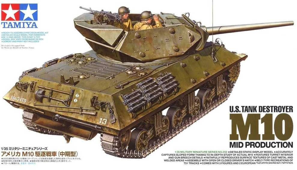 Tamiya JAV tankų naikintuvas M10 vidurinės laidos 1/35 surinkimo rinkinys