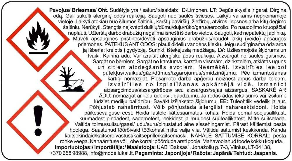 Tamiya limoneno klijai, citrinos kvapo, ypač skysti, 40 ml (87134)