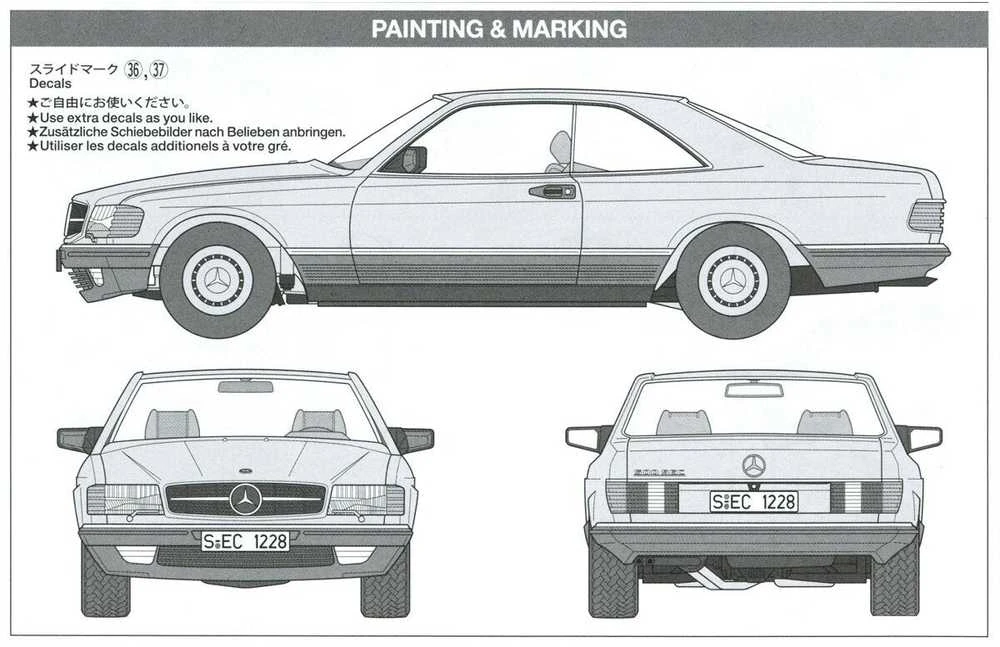 Tamiya Mercedes-Benz 500 SEC 1/24 plastikinis surinkimo rinkinys