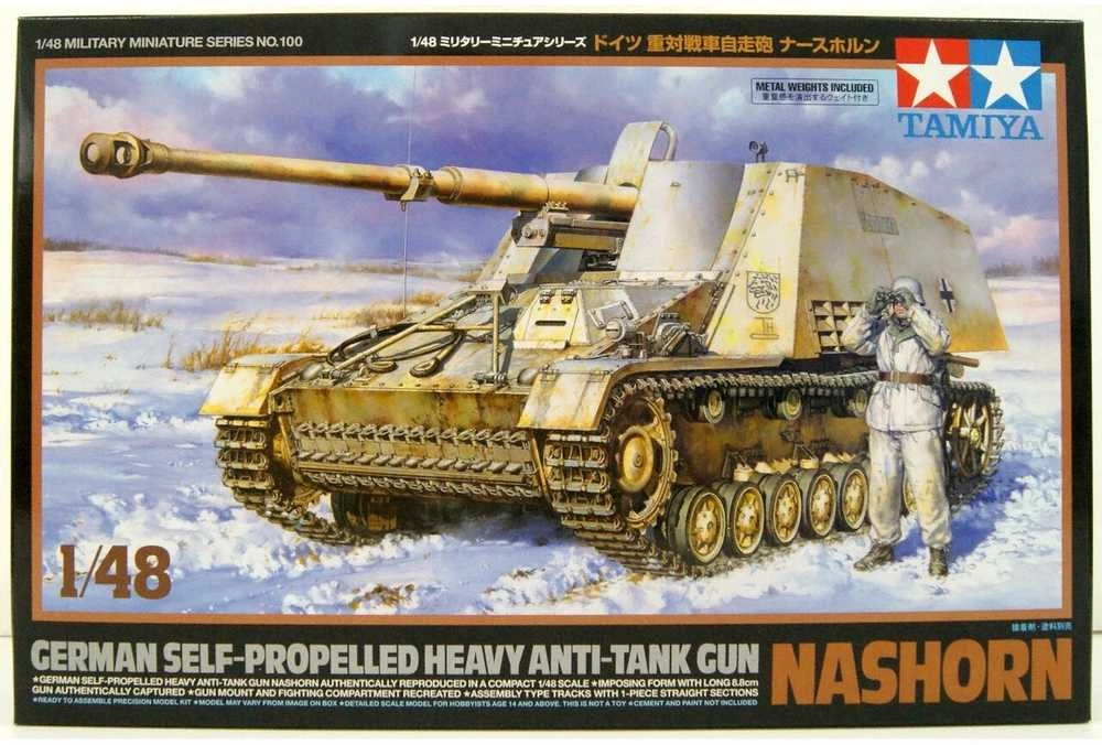 Tamiya Nashorn 1/48 – vokiečių tankų naikintuvas, plastikinis modelis